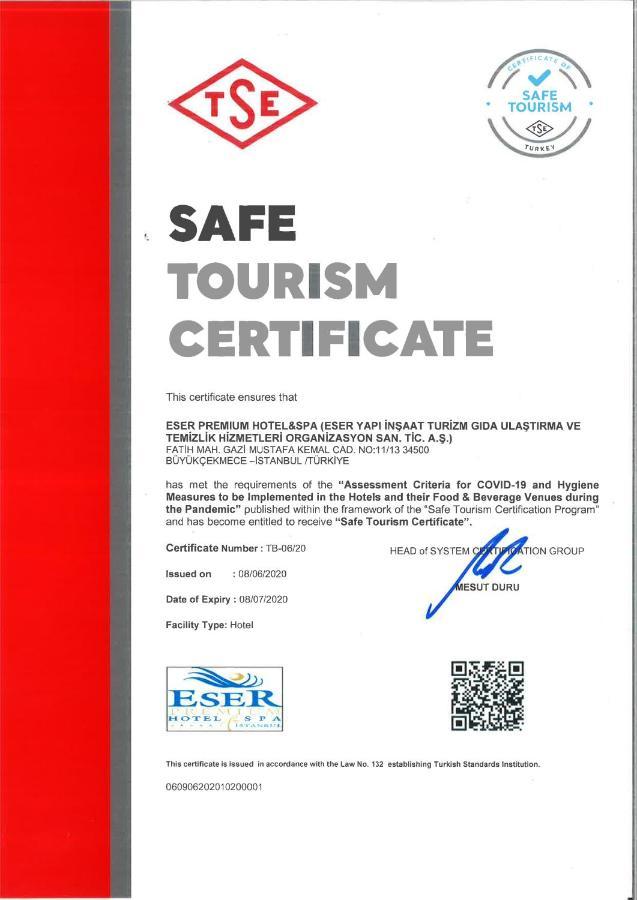 Eser Premium Hotel & Spa Buyukcekmece Εξωτερικό φωτογραφία Safe Tourism Certificate